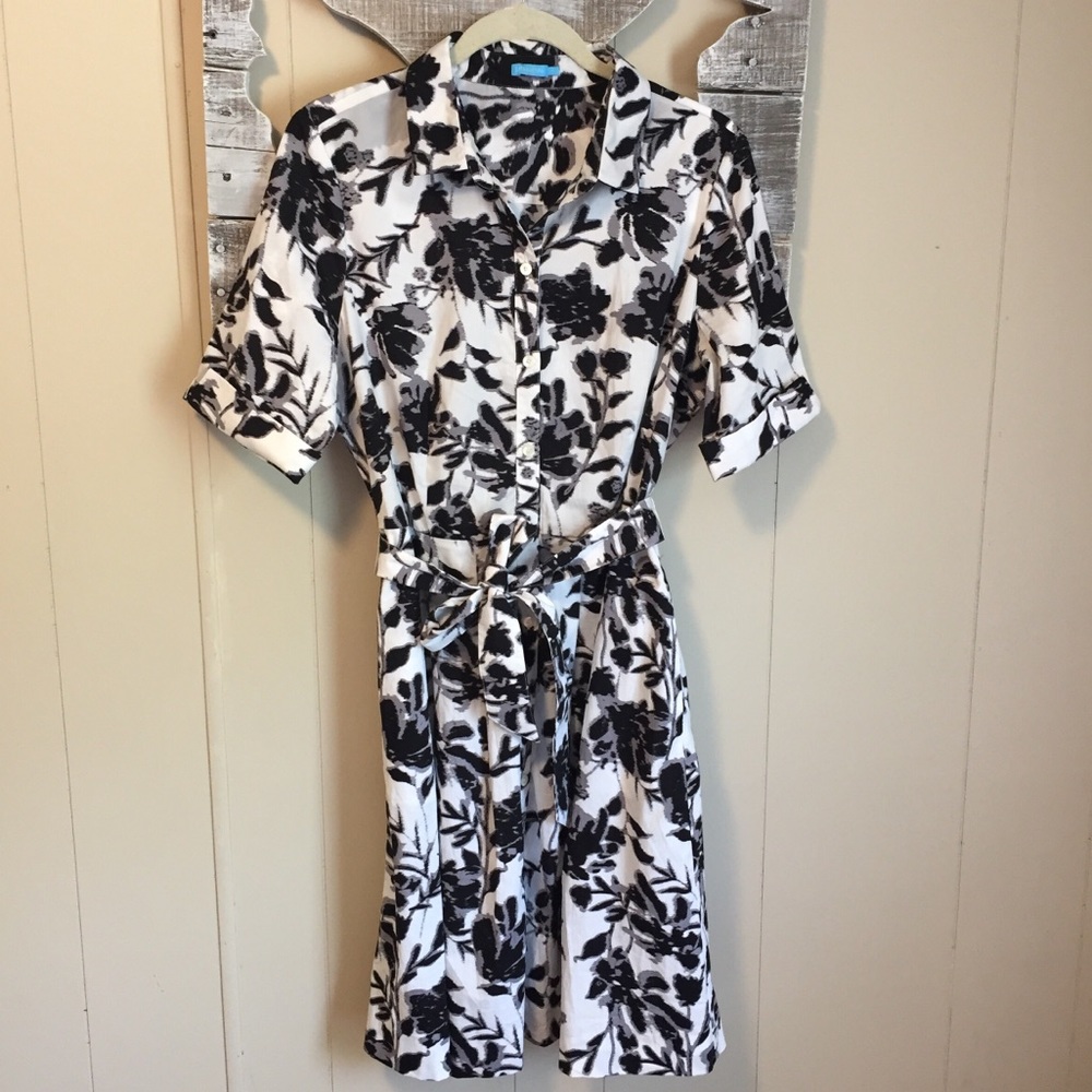 J. McLaughlin | Button Front Waist Tie Dress Large